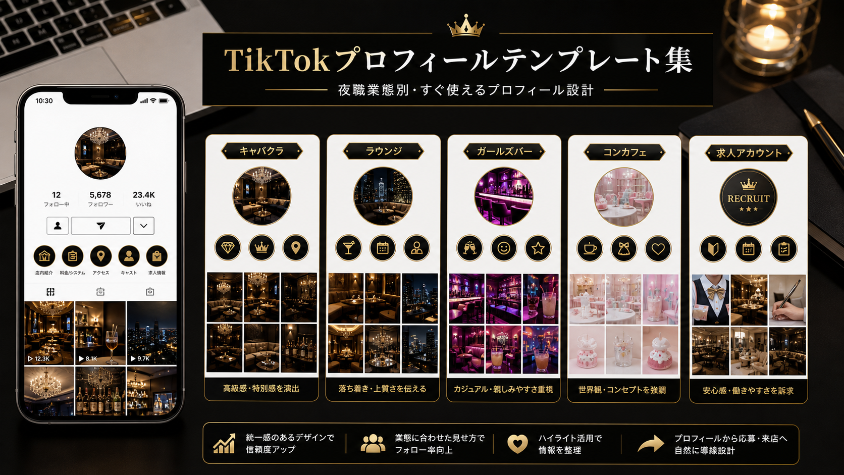 夜職TikTokプロフィールテンプレ集