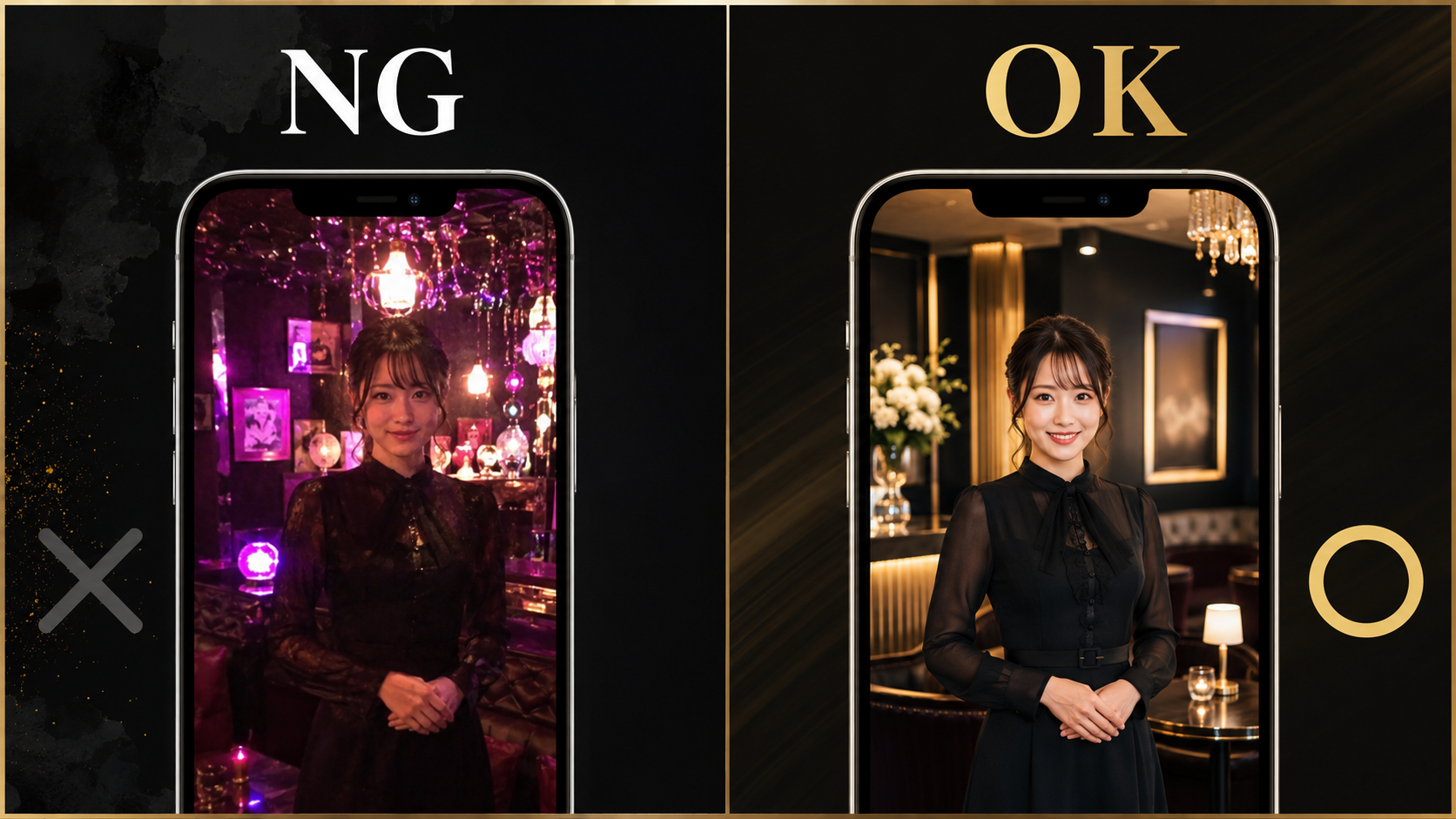 キャバクラのキャスト写真選びNG例とOK例